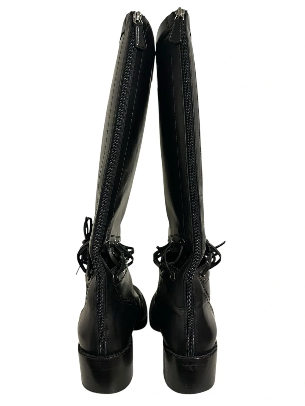 CHANEL KARL LAGERFELD Fall 2016 Runway Black Corset CC Riding Boots 38.5